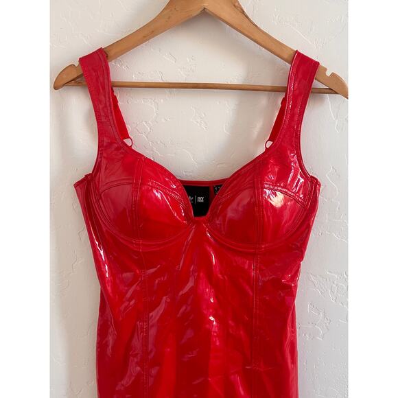 Adidas Originals X Ivy Park Latex Mini Dress Women's Size Medium Red - Picture 3 of 13